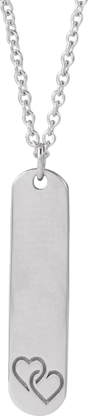 14K Gold Engravable Bar Necklace or Pendant – 22.4x5mm - White Gold