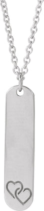 14K Gold Engravable Bar Necklace or Pendant – 22.4x5mm - White Gold