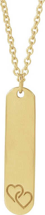 14K Gold Engravable Bar Necklace or Pendant – 22.4x5mm - Yellow Gold