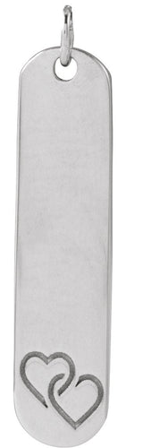 14K Gold Engravable Bar Necklace or Pendant – 22.4x5mm - White Gold