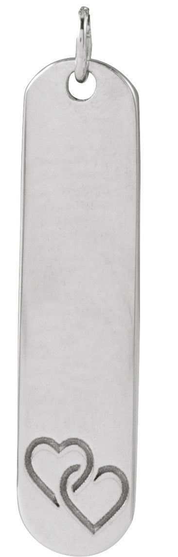 14K Gold Engravable Bar Necklace or Pendant – 22.4x5mm - White Gold