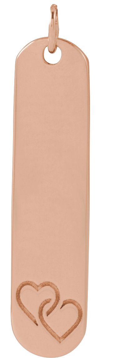 14K Gold Engravable Bar Necklace or Pendant – 22.4x5mm - Rose Gold
