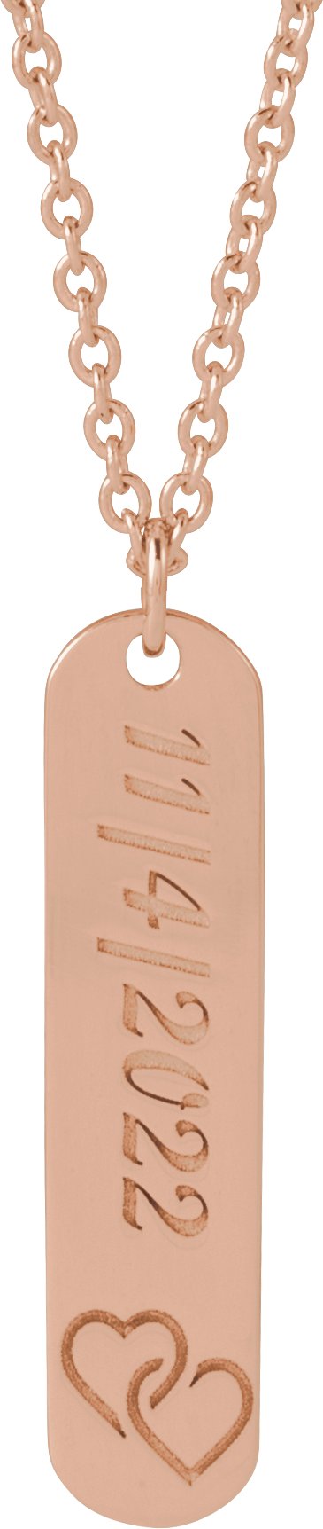 14K Gold Engravable Bar Necklace or Pendant – 22.4x5mm - Rose Gold - view 3
