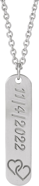 14K Gold Engravable Bar Necklace or Pendant – 22.4x5mm - White Gold - view 3