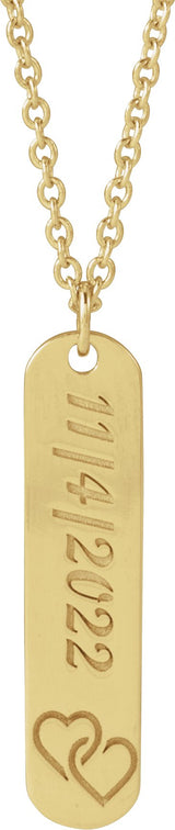 14K Gold Engravable Bar Necklace or Pendant – 22.4x5mm - Yellow Gold - view 3