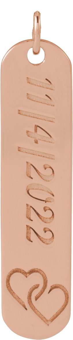 14K Gold Engravable Bar Necklace or Pendant – 22.4x5mm - Rose Gold - view 3
