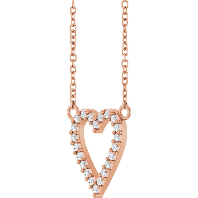 14K Gold Round Natural Diamond Accented Heart Necklace – 13.4x12.5mm - Rose Gold - view 5