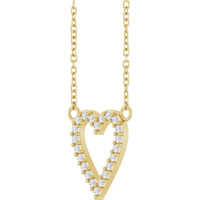 14K Gold Round Natural Diamond Accented Heart Necklace – 13.4x12.5mm - Yellow Gold - view 5