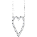 14K Gold Round Natural Diamond Accented Heart Necklace – 13.4x12.5mm - White Gold - view 5