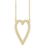 14K Gold Round Natural Diamond Accented Heart Necklace – 13.4x12.5mm - Yellow Gold - view 5