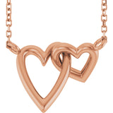 14K Gold Interlocking Hearts Necklace - Rose Gold