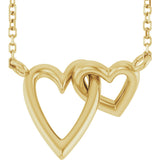 14K Gold Interlocking Hearts Necklace - Yellow Gold