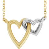 14K Gold Interlocking Hearts Necklace - Two-Tone