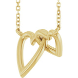 14K Gold Interlocking Hearts Necklace - Yellow Gold - view 2