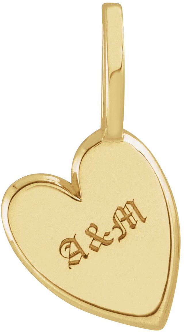 14K Gold Engravable Sideways Heart Pendant - Yellow Gold - view 3