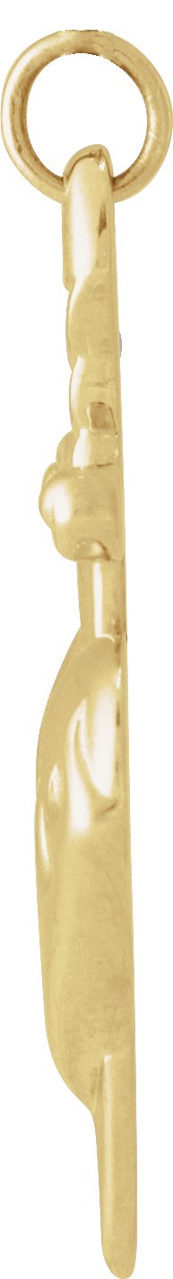 14K Gold Heart & Dagger Necklace or Pendant - Yellow Gold - view 2