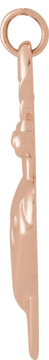 14K Gold Heart & Dagger Necklace or Pendant - Rose Gold - view 2