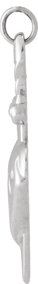 14K Gold Heart & Dagger Necklace or Pendant - White Gold - view 2