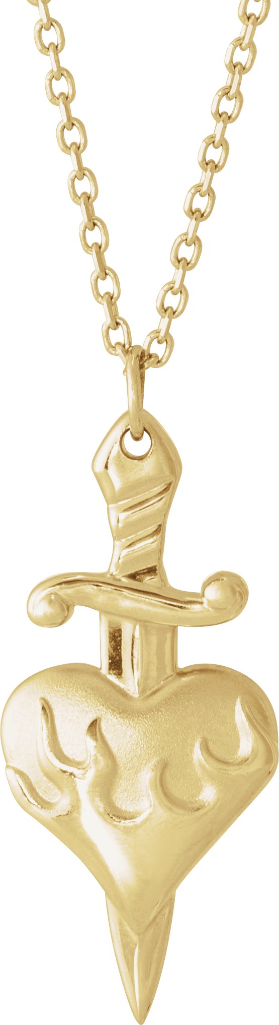 14K Gold Heart & Dagger Necklace or Pendant - Yellow Gold