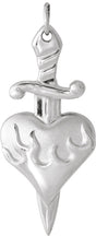 14K Gold Heart & Dagger Necklace or Pendant - White Gold