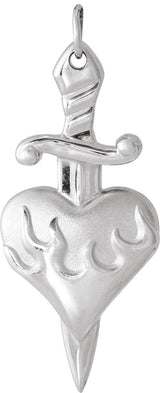 Platinum Heart & Dagger Necklace or Pendant