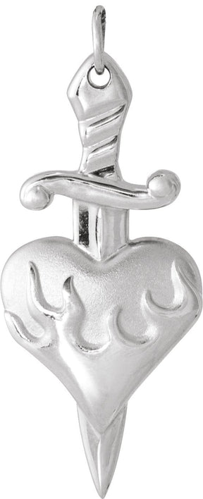 Platinum Heart & Dagger Necklace or Pendant