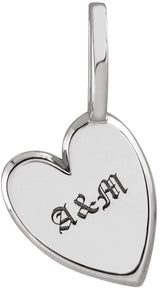 14K Gold Engravable Sideways Heart Pendant - White Gold - view 3