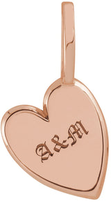 14K Gold Engravable Sideways Heart Pendant - Rose Gold - view 3