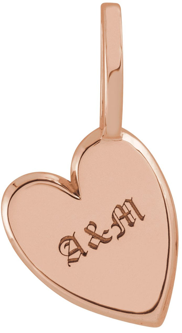 14K Gold Engravable Sideways Heart Pendant - Rose Gold - view 3