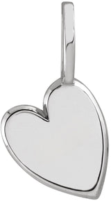 14K Gold Engravable Sideways Heart Pendant - White Gold