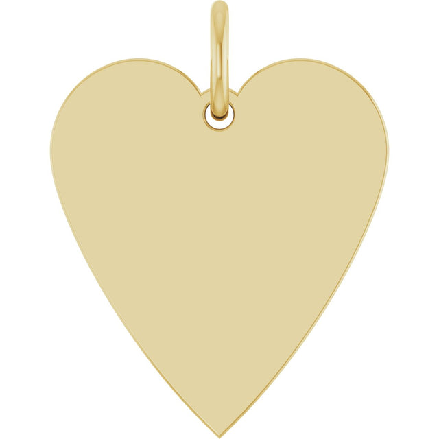 14K Gold Engravable Heart Necklace or Pendant – 15.6x12mm - Yellow Gold