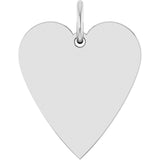 14K Gold Engravable Heart Necklace or Pendant – 15.6x12mm - White Gold