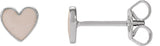 14K Gold Enamel Heart Earrings - White Gold