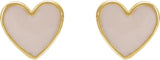 14K Gold Enamel Heart Earrings - Yellow Gold - view 2