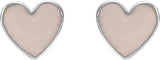 14K Gold Enamel Heart Earrings - White Gold - view 2