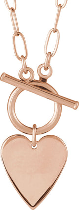 14K Gold Engravable Toggle Necklace - Rose Gold