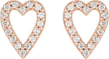 14K Gold Round Natural Diamond Accented Heart Earrings – 1.2mm Stones - Rose Gold - view 4