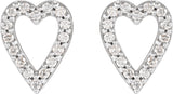 14K Gold Round Natural Diamond Accented Heart Earrings – 1.2mm Stones - White Gold - view 4