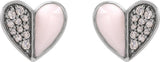 14K Gold Round Natural Diamond Heart Earrings – 1.2mm Stones - White Gold - view 4