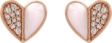 14K Gold Round Natural Diamond Heart Earrings – 1.2mm Stones - Rose Gold - view 4