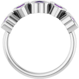 Platinum Natural Amethyst Five-Stone Heart Ring - view 12