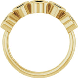 14K Gold Natural Black Onyx Five-Stone Heart Ring - Yellow Gold - view 12