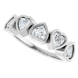 Platinum Natural White Sapphire Five-Stone Heart Ring - view 15