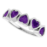 Platinum Natural Amethyst Five-Stone Heart Ring - view 15