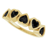 14K Gold Natural Black Onyx Five-Stone Heart Ring - Yellow Gold - view 15