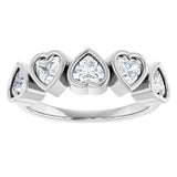 Platinum Natural White Sapphire Five-Stone Heart Ring - view 13