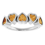 Platinum Natural Citrine Five-Stone Heart Ring - view 13