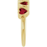 14K Gold Natural Mozambique Garnet Five-Stone Heart Ring - Yellow Gold - view 14