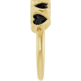 14K Gold Natural Black Onyx Five-Stone Heart Ring - Yellow Gold - view 14