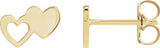 14K Gold Double Heart Stud Earring - Yellow Gold
